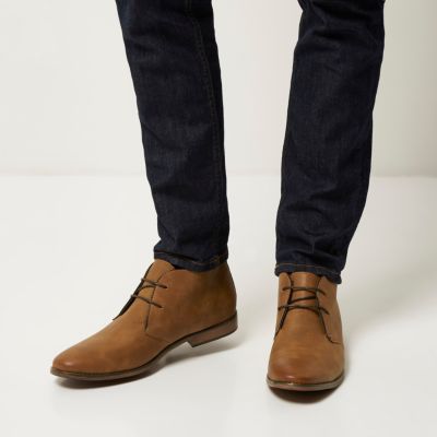 Brown lace-up chukka boots